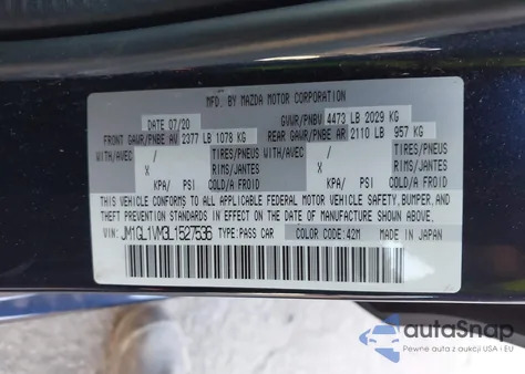 2020 Mazda Mazda6 Touring from USA, damaged, VIN JM1GL1VM3L1527536